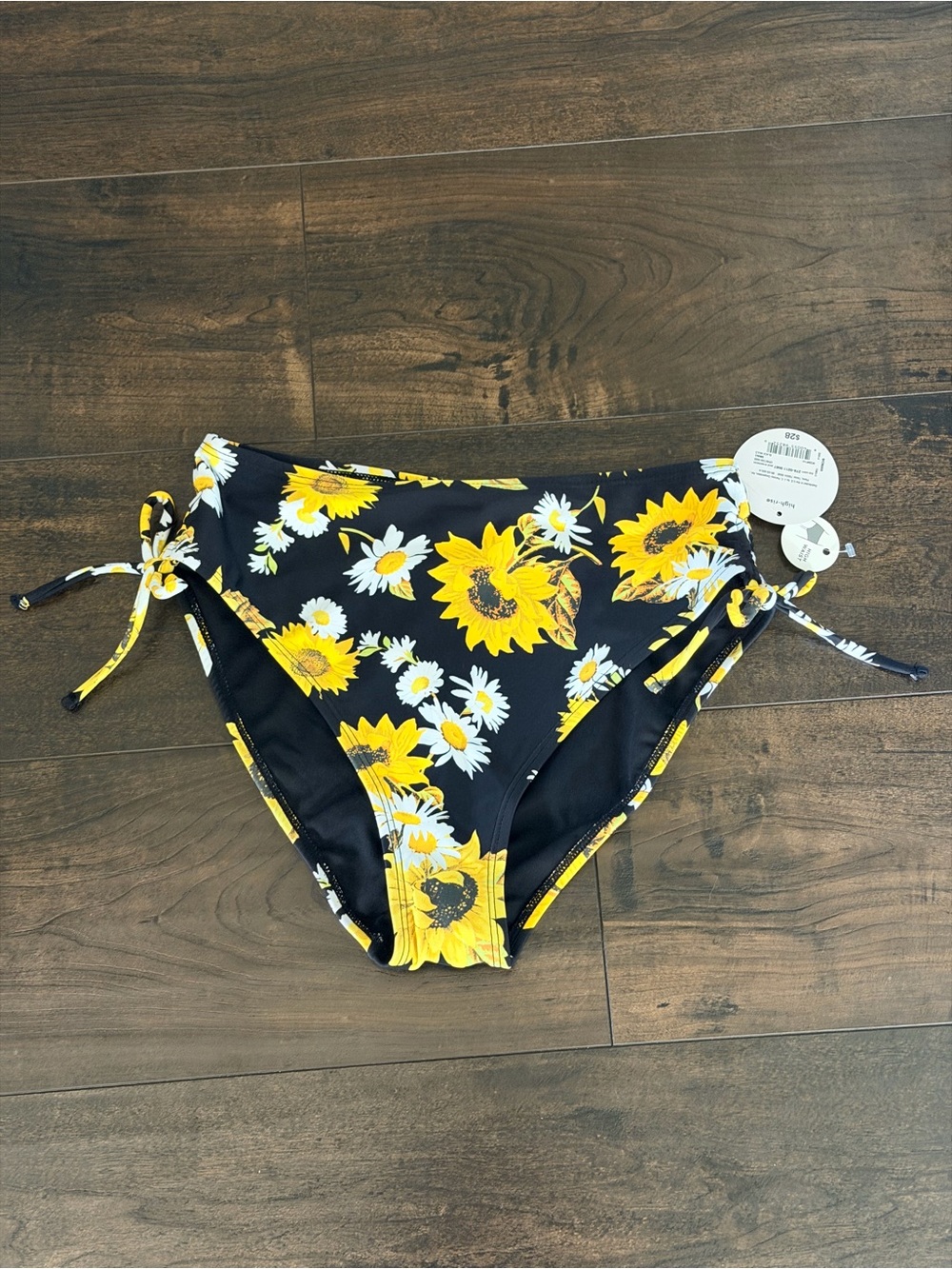 NWT Decree Sunflower Print Side Tie Bikini Bottoms